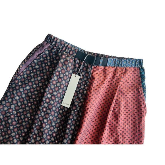 DUŠAN Italian 100% Silk Patchwork Flared Trousers In Blue Retails $832 - Picture 10 of 14